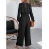 imageDokotoo Womens Casual Jumpsuits Loose Long Sleeves Overalls One Piece Button Wide Leg Pant Rompers With PocketsBlack