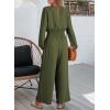 imageDokotoo Womens Casual Jumpsuits Loose Long Sleeves Overalls One Piece Button Wide Leg Pant Rompers With PocketsGreen