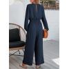 imageDokotoo Womens Casual Jumpsuits Loose Long Sleeves Overalls One Piece Button Wide Leg Pant Rompers With PocketsNavy Blue