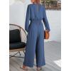 imageDokotoo Womens Casual Jumpsuits Loose Long Sleeves Overalls One Piece Button Wide Leg Pant Rompers With PocketsSail Blue