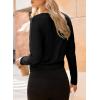 imageDokotoo Womens Casual Long Sleeve 2025 T Shirt Crewneck Side Split Fall Tie Knot Pullover Loose Tunic TopsBlack