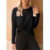 imageDokotoo Womens Casual Long Sleeve 2025 T Shirt Crewneck Side Split Fall Tie Knot Pullover Loose Tunic TopsBlack