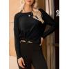 imageDokotoo Womens Casual Long Sleeve 2025 T Shirt Crewneck Side Split Fall Tie Knot Pullover Loose Tunic TopsBlack