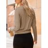 imageDokotoo Womens Casual Long Sleeve 2025 T Shirt Crewneck Side Split Fall Tie Knot Pullover Loose Tunic TopsCamel