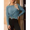 imageDokotoo Womens Casual Long Sleeve 2025 T Shirt Crewneck Side Split Fall Tie Knot Pullover Loose Tunic TopsDusk Blue