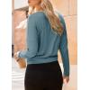 imageDokotoo Womens Casual Long Sleeve 2025 T Shirt Crewneck Side Split Fall Tie Knot Pullover Loose Tunic TopsDusk Blue