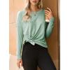 imageDokotoo Womens Casual Long Sleeve 2025 T Shirt Crewneck Side Split Fall Tie Knot Pullover Loose Tunic TopsSmoke Green