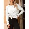 imageDokotoo Womens Casual Long Sleeve 2025 T Shirt Crewneck Side Split Fall Tie Knot Pullover Loose Tunic TopsWhite