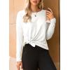 imageDokotoo Womens Casual Long Sleeve 2025 T Shirt Crewneck Side Split Fall Tie Knot Pullover Loose Tunic TopsWhite
