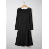 imageDokotoo Womens Casual Long Sleeve Dresses Fashion Fall Lace Crewneck Elegant Solid Formal Midi DressBlack