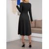 imageDokotoo Womens Casual Long Sleeve Dresses Fashion Fall Lace Crewneck Elegant Solid Formal Midi DressBlack