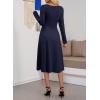 imageDokotoo Womens Casual Long Sleeve Dresses Fashion Fall Lace Crewneck Elegant Solid Formal Midi DressDark Blue