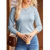imageDokotoo Womens Casual Long Sleeve Wool Hollow Out Sweaters for Women 2025 Trendy Lightweight Crochet Pullover TopsBeau Blue