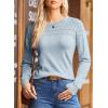 imageDokotoo Womens Casual Long Sleeve Wool Hollow Out Sweaters for Women 2025 Trendy Lightweight Crochet Pullover TopsBeau Blue