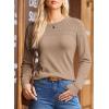 imageDokotoo Womens Casual Long Sleeve Wool Hollow Out Sweaters for Women 2025 Trendy Lightweight Crochet Pullover TopsDark Khaki