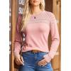 imageDokotoo Womens Casual Long Sleeve Wool Hollow Out Sweaters for Women 2025 Trendy Lightweight Crochet Pullover TopsGossamer Pink