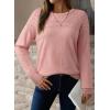 imageDokotoo Womens Casual Long Sleeve Wool Hollow Out Sweaters for Women 2025 Trendy Lightweight Crochet Pullover TopsGossamer Pink