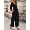 imageDokotoo Womens Casual Loose Overalls Jumpsuits One Piece Long Sleeve Wide Leg Pant Rompers With PocketsBlack
