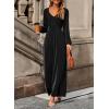 imageDokotoo Womens Casual Loose Overalls Jumpsuits One Piece Long Sleeve Wide Leg Pant Rompers With PocketsBlack