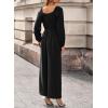 imageDokotoo Womens Casual Loose Overalls Jumpsuits One Piece Long Sleeve Wide Leg Pant Rompers With PocketsBlack