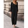 imageDokotoo Womens Casual Loose Overalls Jumpsuits One Piece Long Sleeve Wide Leg Pant Rompers With PocketsBlack