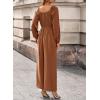 imageDokotoo Womens Casual Loose Overalls Jumpsuits One Piece Long Sleeve Wide Leg Pant Rompers With PocketsChestnut