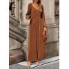 imageDokotoo Womens Casual Loose Overalls Jumpsuits One Piece Long Sleeve Wide Leg Pant Rompers With PocketsChestnut