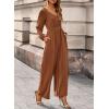 imageDokotoo Womens Casual Loose Overalls Jumpsuits One Piece Long Sleeve Wide Leg Pant Rompers With PocketsChestnut