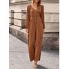 imageDokotoo Womens Casual Loose Overalls Jumpsuits One Piece Long Sleeve Wide Leg Pant Rompers With PocketsChestnut