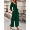 imageDokotoo Womens Casual Loose Overalls Jumpsuits One Piece Long Sleeve Wide Leg Pant Rompers With PocketsGreen