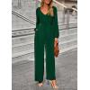 imageDokotoo Womens Casual Loose Overalls Jumpsuits One Piece Long Sleeve Wide Leg Pant Rompers With PocketsGreen