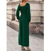 imageDokotoo Womens Casual Loose Overalls Jumpsuits One Piece Long Sleeve Wide Leg Pant Rompers With PocketsGreen