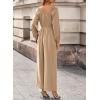 imageDokotoo Womens Casual Loose Overalls Jumpsuits One Piece Long Sleeve Wide Leg Pant Rompers With PocketsParchment