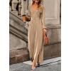 imageDokotoo Womens Casual Loose Overalls Jumpsuits One Piece Long Sleeve Wide Leg Pant Rompers With PocketsParchment
