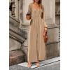 imageDokotoo Womens Casual Loose Overalls Jumpsuits One Piece Long Sleeve Wide Leg Pant Rompers With PocketsParchment
