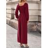 imageDokotoo Womens Casual Loose Overalls Jumpsuits One Piece Long Sleeve Wide Leg Pant Rompers With PocketsRed