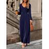 imageDokotoo Womens Casual Loose Overalls Jumpsuits One Piece Long Sleeve Wide Leg Pant Rompers With PocketsSail Blue