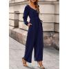 imageDokotoo Womens Casual Loose Overalls Jumpsuits One Piece Long Sleeve Wide Leg Pant Rompers With PocketsSail Blue