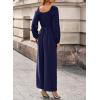 imageDokotoo Womens Casual Loose Overalls Jumpsuits One Piece Long Sleeve Wide Leg Pant Rompers With PocketsSail Blue