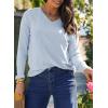 imageDokotoo Womens Casual T Shirts Long Sleeve V Neck Ribbed Knit Tops Tee ShirtsBeau Blue