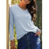 imageDokotoo Womens Casual T Shirts Long Sleeve V Neck Ribbed Knit Tops Tee ShirtsBeau Blue
