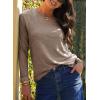 imageDokotoo Womens Casual T Shirts Long Sleeve V Neck Ribbed Knit Tops Tee ShirtsChestnut