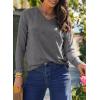 imageDokotoo Womens Casual T Shirts Long Sleeve V Neck Ribbed Knit Tops Tee ShirtsDirty Blue