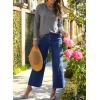 imageDokotoo Womens Casual T Shirts Long Sleeve V Neck Ribbed Knit Tops Tee ShirtsDirty Blue