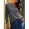 imageDokotoo Womens Casual T Shirts Long Sleeve V Neck Ribbed Knit Tops Tee ShirtsDirty Blue