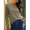 imageDokotoo Womens Casual T Shirts Long Sleeve V Neck Ribbed Knit Tops Tee ShirtsFour Leaf Clover