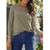imageDokotoo Womens Casual T Shirts Long Sleeve V Neck Ribbed Knit Tops Tee ShirtsFour Leaf Clover