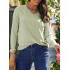 imageDokotoo Womens Casual T Shirts Long Sleeve V Neck Ribbed Knit Tops Tee ShirtsMeadow Mist Green