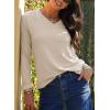 imageDokotoo Womens Casual T Shirts Long Sleeve V Neck Ribbed Knit Tops Tee ShirtsParchment