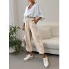 imageDokotoo Womens Cotton Baggy Wide Leg Pants Casual Elastic Waisted Loose Lounge Harem Pants with PocketsBeige